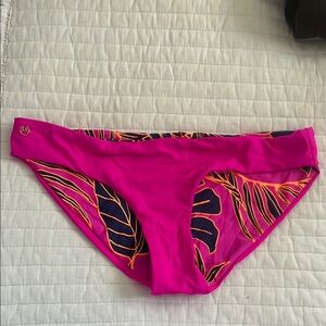 Maaji Reversible Pink and Orange Leaf Print Bikini Bottom